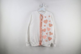 Vtg 90s Country Primitive Womens Large Quilt Heart Patch Cardigan Sweats... - $59.35
