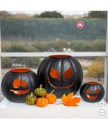CG Hunter Metal Pumpkin Lanterns Black Orange 3-Pack Halloween Spooky Scary - $1,740.91 MXN