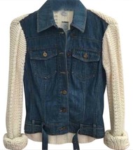 Cache Denim Body Wool Blend Cream Knit Sleeve Top Jacket New + Belt S/M $188 - £59.14 GBP