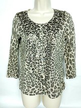 Chicos Women&#39;s Cardigan Sweater Size 0 Leopard Print Sequined Sparkly - £23.43 GBP
