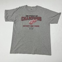 2008 Stanley Cup Champions Detroit Red Wings Gildan Heather Gray Large L Shirt - £14.87 GBP