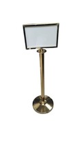 Sign Stand Pole Notice Elegant Free Standing Entrance Gold /Silver Steel... - $60.98