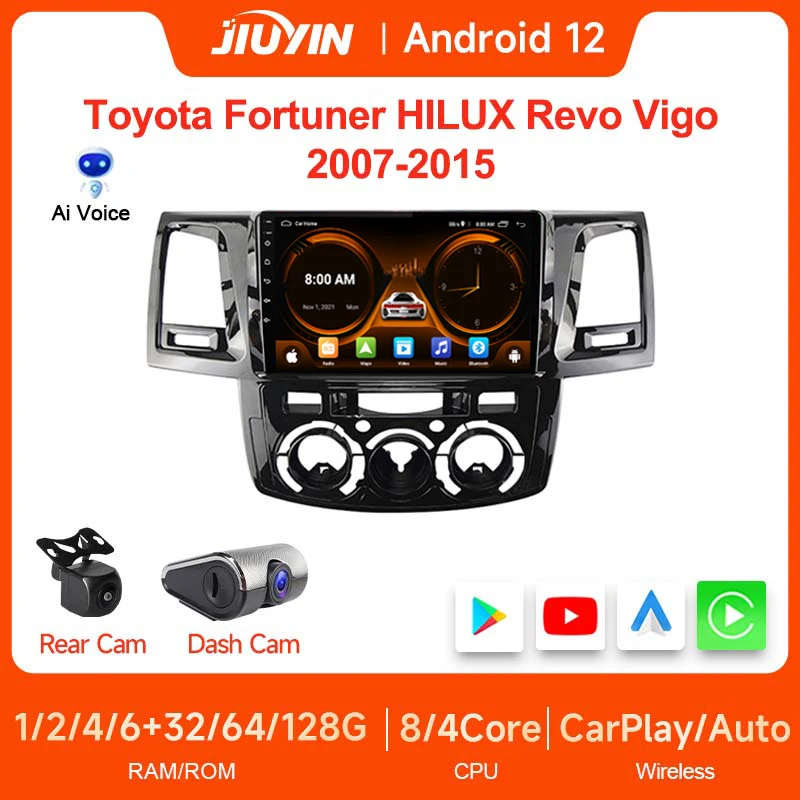 JIUYIN 9 Inch 2 Din Car Radio Screen for Toyota Fortuner Hilux Revo Vigo Android - £101.42 GBP+