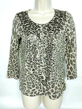 Chicos Women&#39;s Cardigan Sweater Size 0 Leopard Print Sequined Sparkly - $20.79