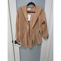 Olive &amp; Oak Peach Hooded Open Sweatshirt XS | Cozy Cardigan Jacket NWT L... - $32.00
