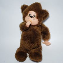VTG 11&quot; Pussy Cat Toy Co. Rubber Face Monkey Plush Brown Thumb Sucking - £15.12 GBP