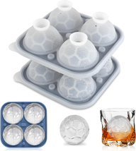 Soccer Ice Mold,8 Ices,2 Inch,Silicone Ice Cube Tray with Lid,Ice Cube T... - £16.81 GBP