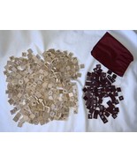 Scrabble Tiles Lot 575 Pieces Tan Burgundy Wood Squares Crafts Jewelry P... - $29.69