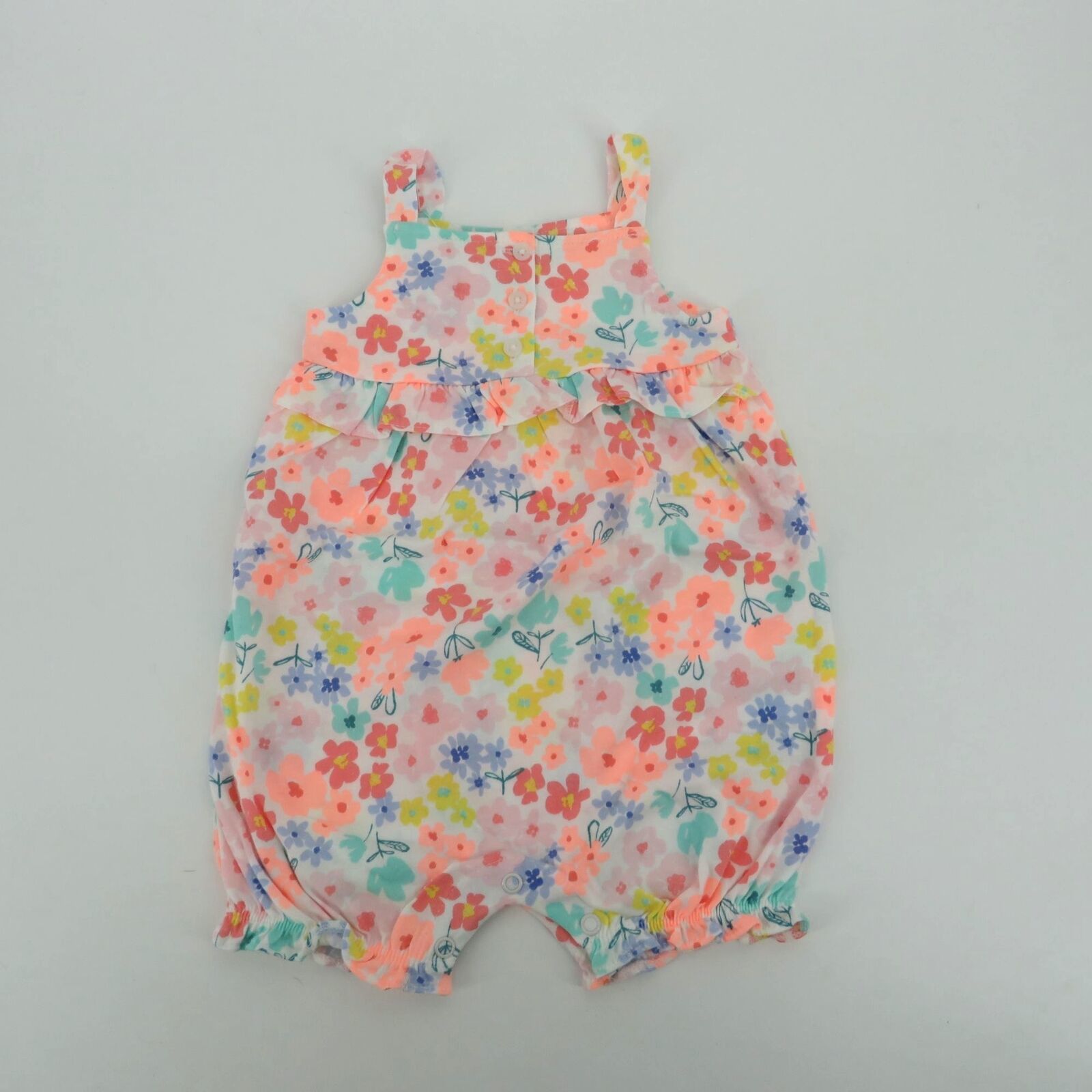 Primary image for Carter's Baby Girls Floral Ruffle Romper Multi Color Size 6 Months NWT $18