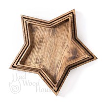 Handmade Christmas  star shape different size plates set from oak - $78.00