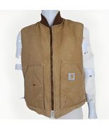 Vtg Carhartt Insulated Vest Mens XL Brown Duck Canvas Arctic Ribbed Collar - $62.38