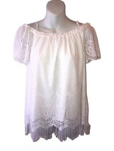 NWT Lilly Pulitzer white bliss fringe marble lace off the shoulder top size L - £47.15 GBP