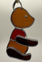 Vintage Stained Glass Teddy Bear Tiffany Style Suncatcher Handmade Amber... - $14.07
