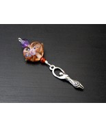 Amethyst and red agate Peach Blossom Heart Birth Goddess, Hamsa / Hand o... - $16.00