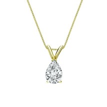 2Ct Pear Brilliant Simulated 14k Yellow Gold Plated Solitaire Pendant in Chain - £43.55 GBP