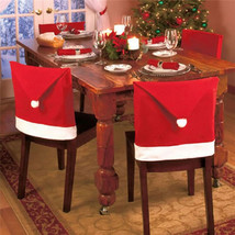 6 Pcs Christmas Santa Hat Dining Chair Back Covers Party Xmas Table Decoration - £10.80 GBP