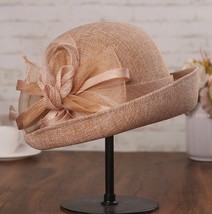 Sinamay Cloche Hat Fascinator Female Elegant Flower Hat British Lady Special Occ - £43.57 GBP