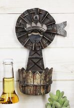 Rustic Western Agricultural Windmill Wall Beer Bottle Opener With Cap Ca... - $29.99
