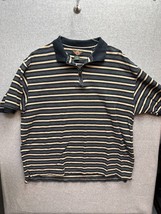 American Outpost Polo Mens XL Gray Green Striped Short Sleeve Golf Shirt Size  - £7.89 GBP
