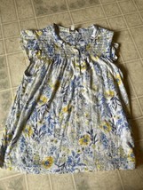 Lucky brand Blue and Yellow Floral Print Smocked Bodice Flutter Sleeve S... - £18.46 GBP