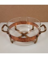 Arts &amp; Crafts Swedish Nilsjohan Glass Copper Brass Casserole Baking Dish... - £51.14 GBP