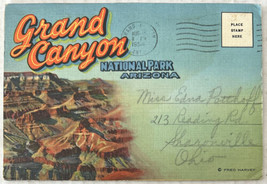 Fred Harvey Grand Canyon National Park Arizona 12 Postcard Souvenir Folder 1954 - £7.64 GBP