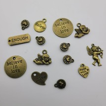 Cupid Heart Charm Jewelry Pendant Necklace Bracelet Bronze Love Valentine Believ - £5.46 GBP