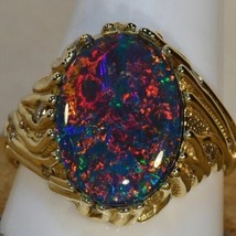 Gorgeous Genuine Australian Opal Mans/Ladies solid Sterling Silver Ring - £180.99 GBP