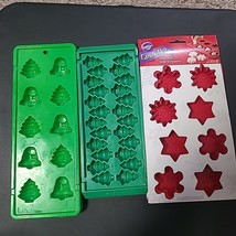 Chocolate Candy Lot of 3 Mold Christmas Snowflake Ornaments Trees Party - £5.89 GBP