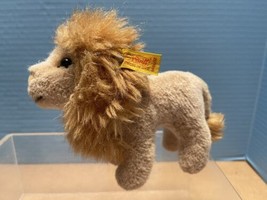 Steiff Lion Plush Leo 7”  Vintage German Doll Furry Fuzzy Mane Plush Ant... - £53.53 GBP