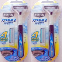2 x Schick Xtreme3 SubZero Razor with 2 Cartridge and 1 free Razor Showe... - £15.52 GBP
