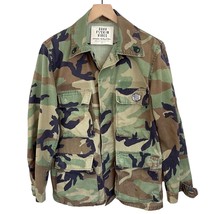 Planet Blue upcycled green camouflage vintage Army Malibu shirt jacket m... - $59.99