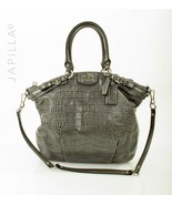 Gorgeous Gray Coach XL Madison Lindsay Exotic embossed croc leather satc... - $127.71