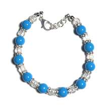 Blue and Crystal Beaded Bracelet with Lobster Clasp - €5,10 EUR