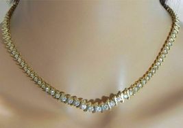 Vintage 1960s 18Ct Diamond 14k Yellow Gold Over Tennis Graduated 16&quot; Necklace - £205.34 GBP