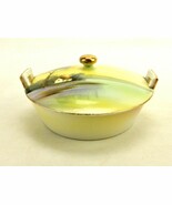 Covered Porcelain Butter Dish, Hand Painted Lake House Scenery, Vintage ... - $40.14 CAD