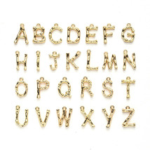 Bamboo Alphabet Letter Charm 18K Gold Plated Letter Charm Initial YOU PICK - $6.98