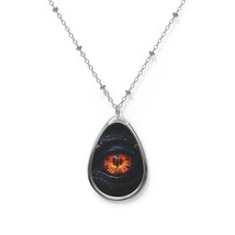 Dragon&#39;s EYE on Black ~ Oval Pendant Necklace 20&quot; Silver Chain Jewelry GIFT - $24.18