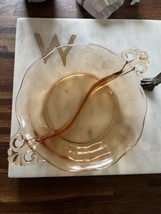 Vintage Peach Orange Amber Depression Glass Two Handle Divided Dish - £15.61 GBP