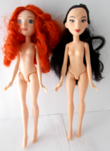 Lot 2 HASBRO Barbie Doll Mulan Ariel (?) Red Hair Freckles Black Hair Nude 2015 - $9.89