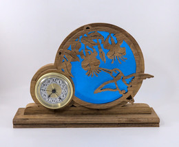 Humming Bird Clock Beautifully Handmade Wood Untested - £19.97 GBP