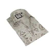 Men's Shirt By CASILA Turkey Cotton Blend Long Sleeves 501700-07 Brown Floral image 2