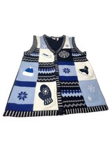 Vtg Holiday Editions Ugly Christmas Sweater Vest Sz Med Blue/Navy Snowflakes - £15.89 GBP