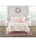  Paris Comforter Set   5-Piece Beige Pink Coral Microfiber King Comforte... - €92,97 EUR
