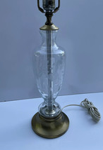 Vintage Clear Glass Etched Floral Cut Crystal Table Lamp 20” X 7”1 Light - £24.59 GBP