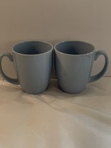 Corelle Coordinate Stoneware Light Sky Blue Coffee Mugs Set Of 2 CLEAN/VINTAGE - $5.90