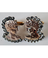 Vintage Greek Cufflinks Gold, Sterling Silver &amp; Marcasite Made in Greece - $343.38 CAD