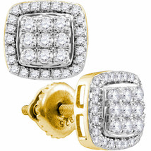 Authenticity Guarantee 
10kt Yellow Gold Womens Round Diamond Square Earrings... - £758.75 GBP