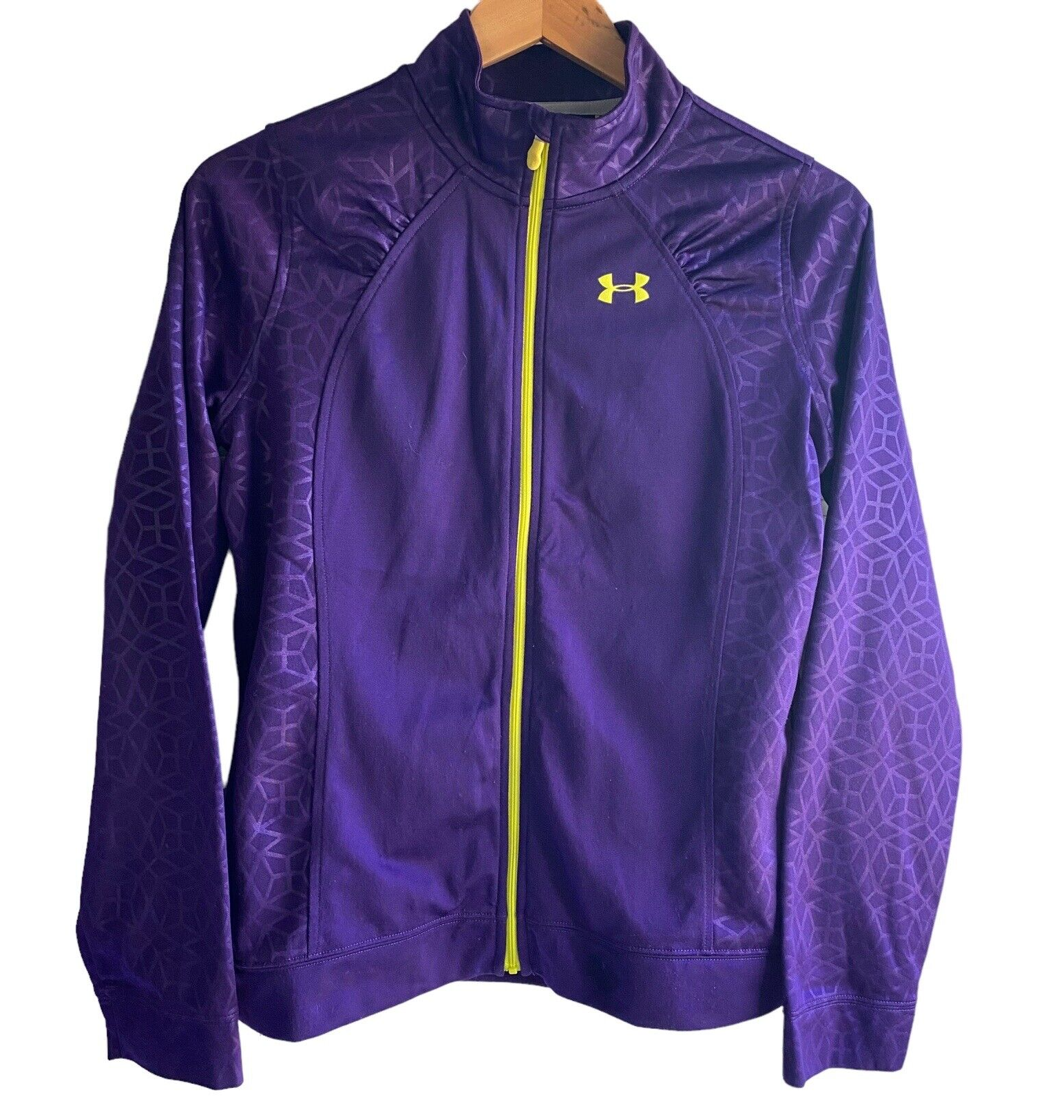 Primary image for Under Armour Loose Girls Jacket sz XL Purple Ruched Full Zip Geometric Logo