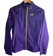 Under Armour Loose Girls Jacket sz XL Purple Ruched Full Zip Geometric Logo - £8.94 GBP